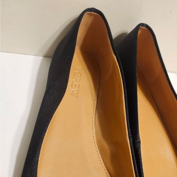 J. Crew Black Satin Pointy Toe Ballet Flats w/Crystal Buckle Detail Sz.6.5 $148 - Picture 5 of 9